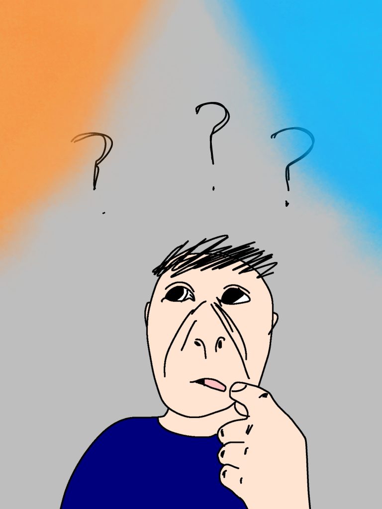 A funny-looking man pondering the nature of temperature.