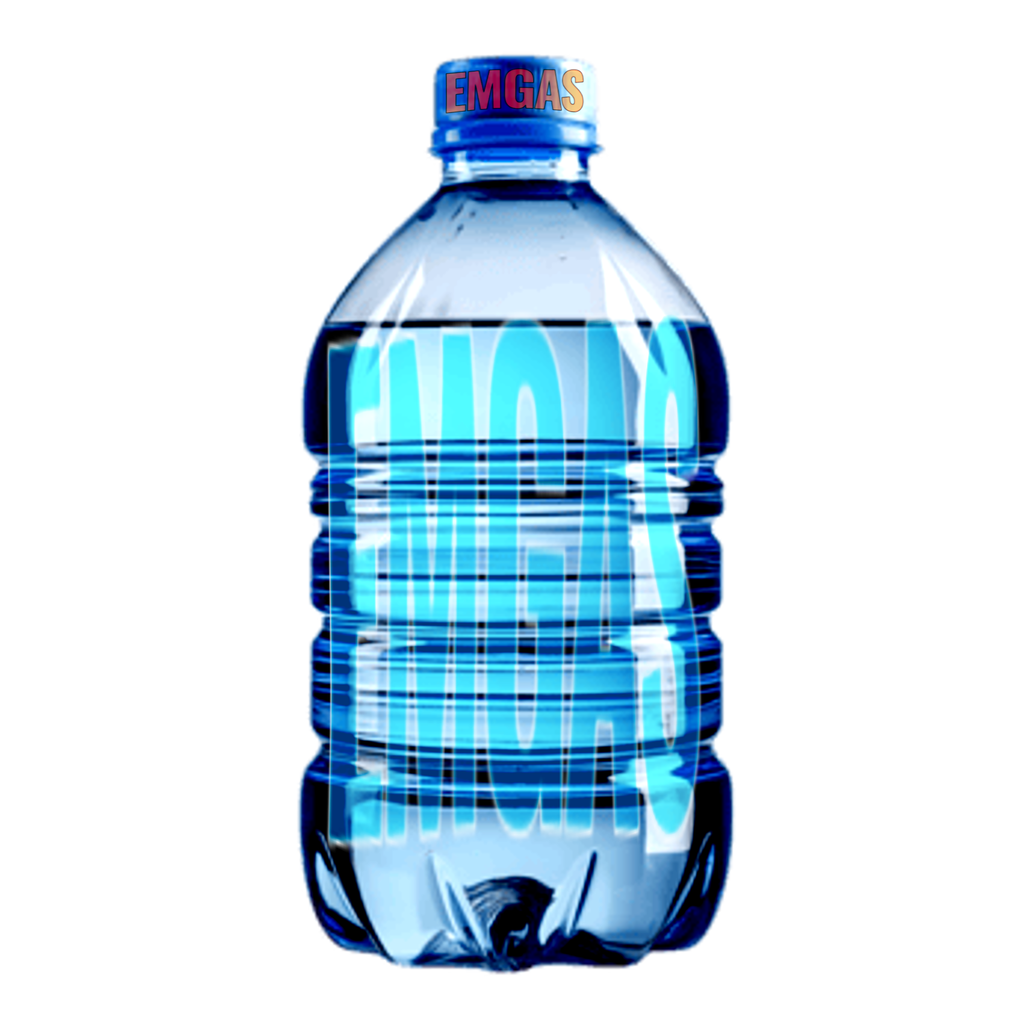 A water bottle with obnoxiously large logos on it.